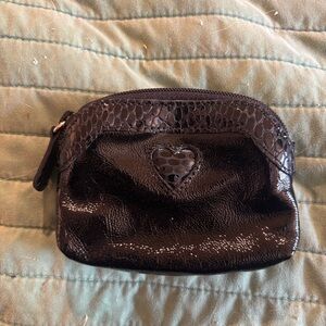 Brighton Black Coin Purse w/ Leopard Interior & Pebbled Trim